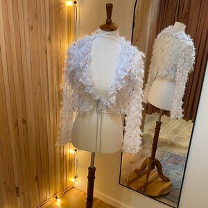 NWT For Love & Lemons Sheer Cropped Tie Front Cardigan Size S